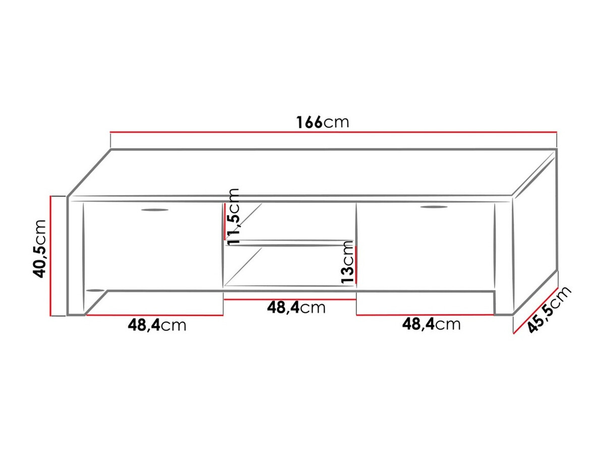 Mobile porta TV Uva II (Bianco + Grigio lucido)