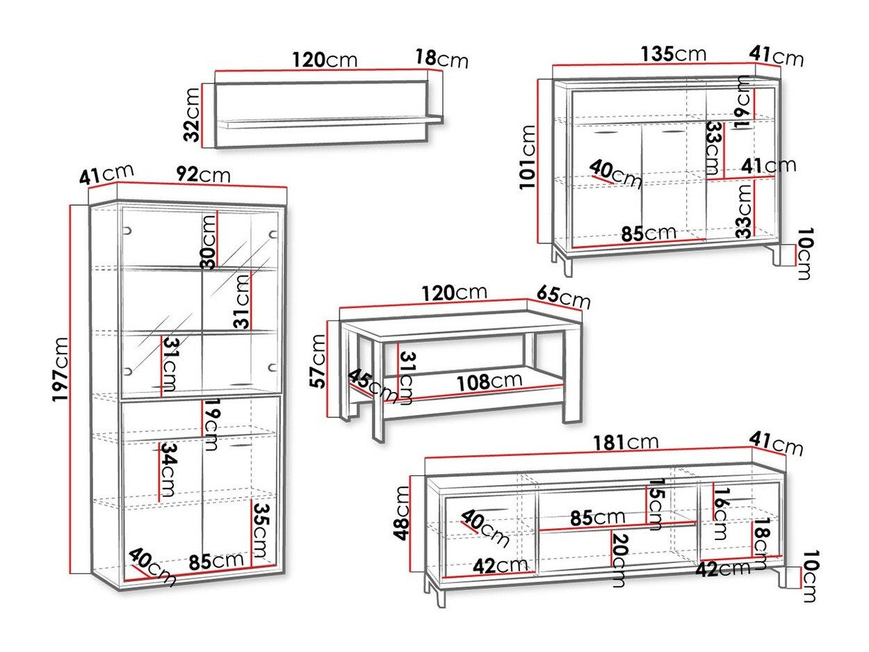 Parete attrezzata Etrmoni 118 (Luminoso legno)