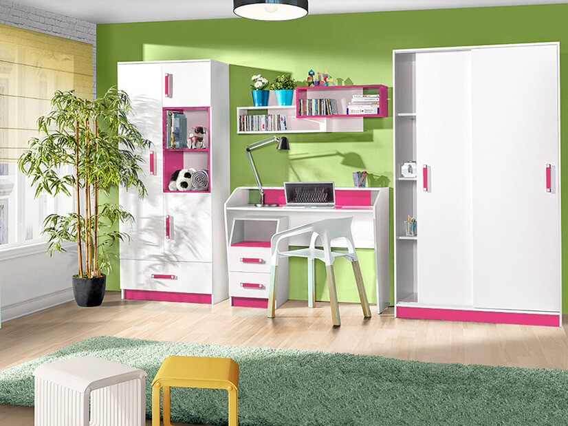 Armadio Lorlare 115 (Bianco + Fucsia)