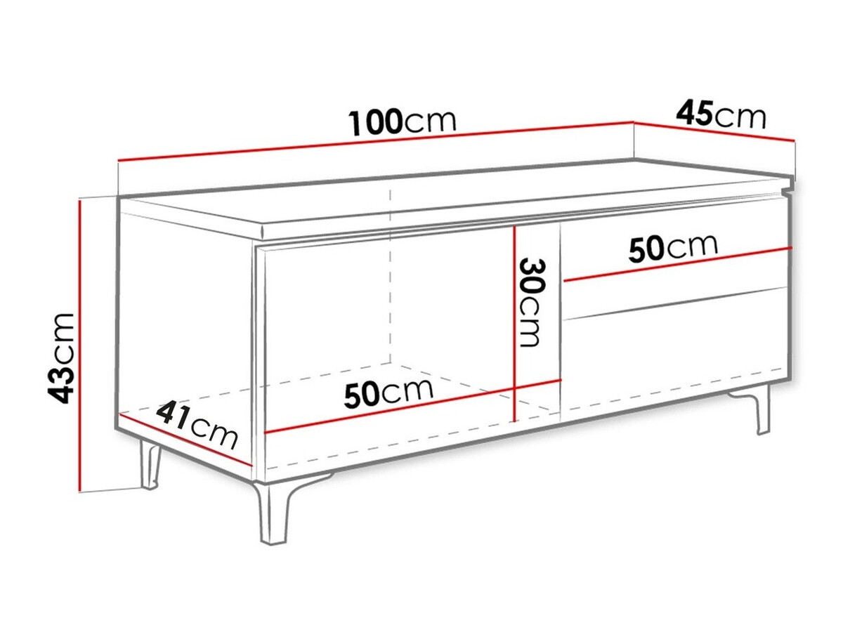 Mobile porta TV Uva III (Bianco + Bianco lucido)