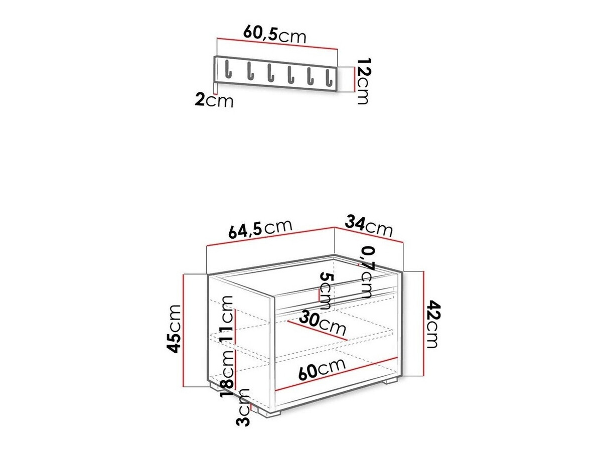 Set arredo da corridoio Comfivo Pinus VII (Bianco + Manila 35)