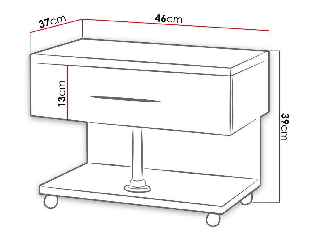 Comodino Campus (Bianco + Bianco lucido)