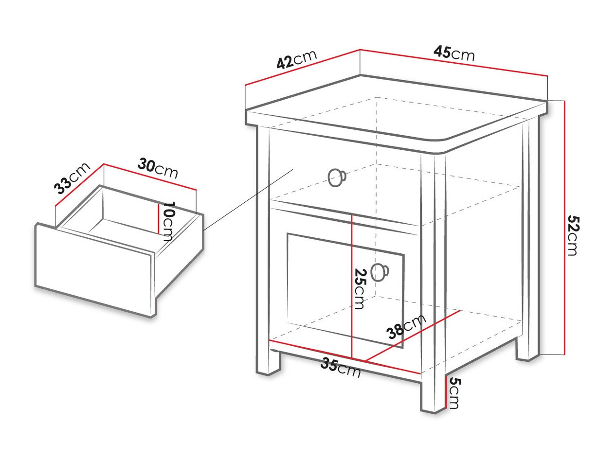 Comodino Romelbo 138 (Bianco + Quercia)