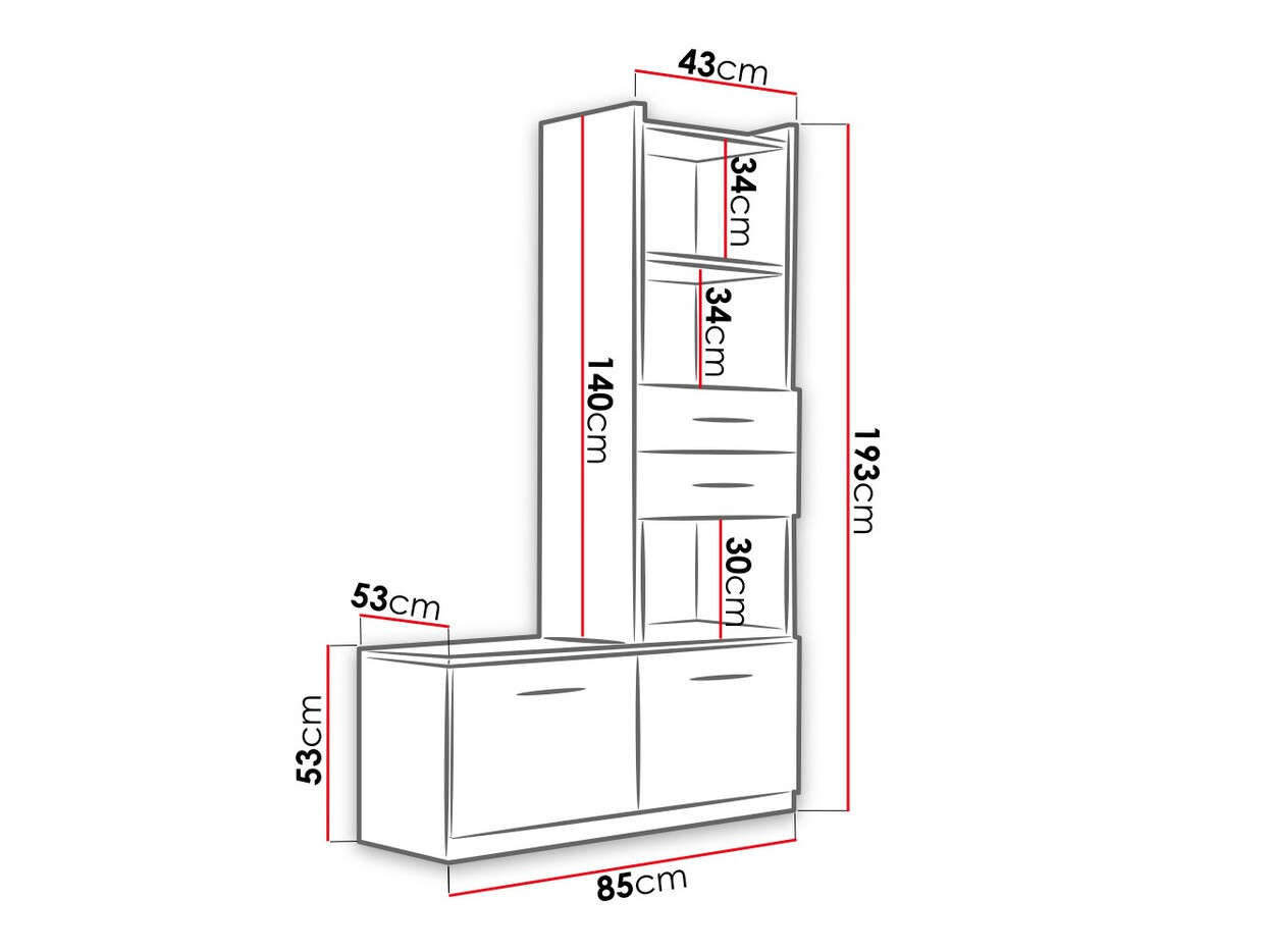 Scaffale Campus (Bianco + Grigio lucido)