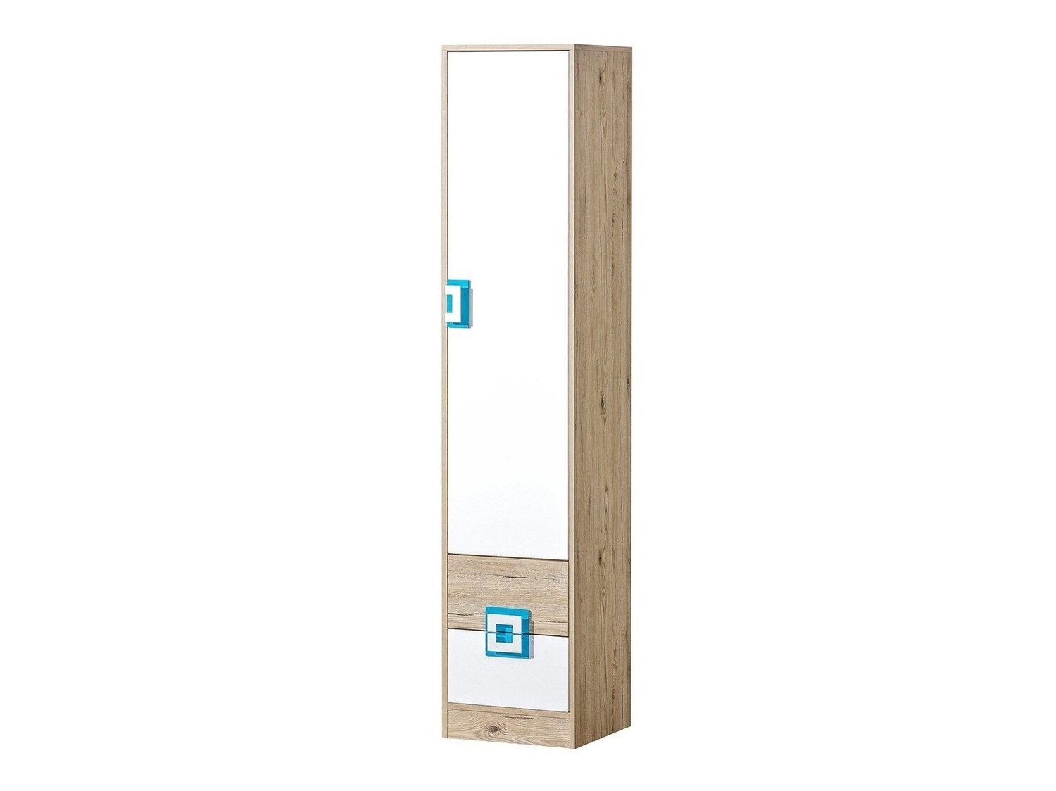 Scaffale Tolfere 104 (Rovere chiaro + Bianco + Turchese)