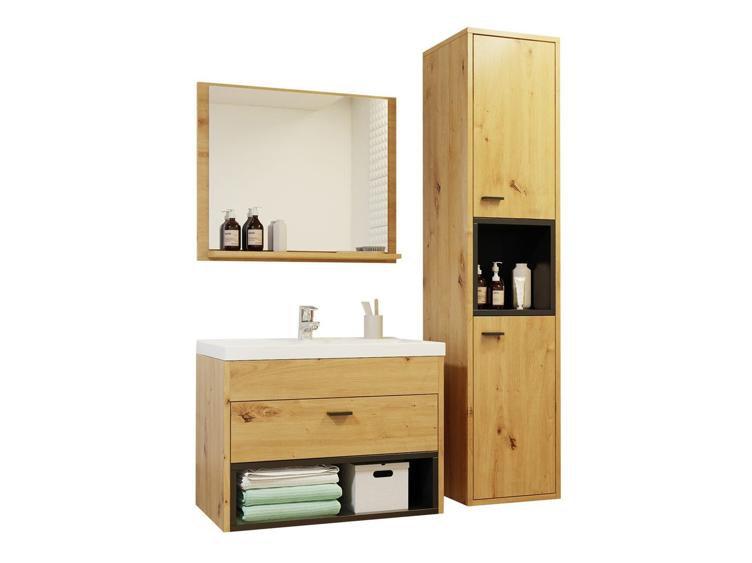 Set bagno Velum I (Rovere Artisan + Nero)