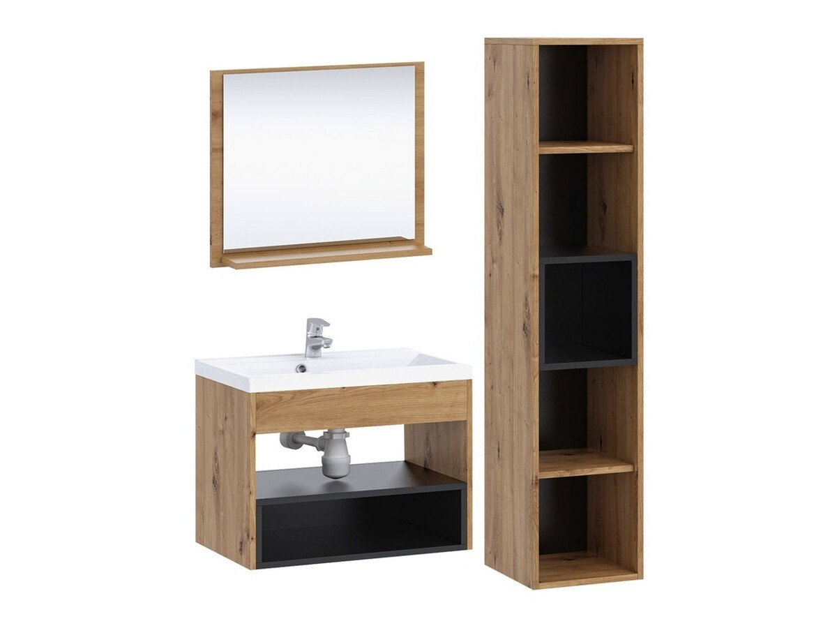 Set bagno Velum I (Rovere Artisan + Nero)
