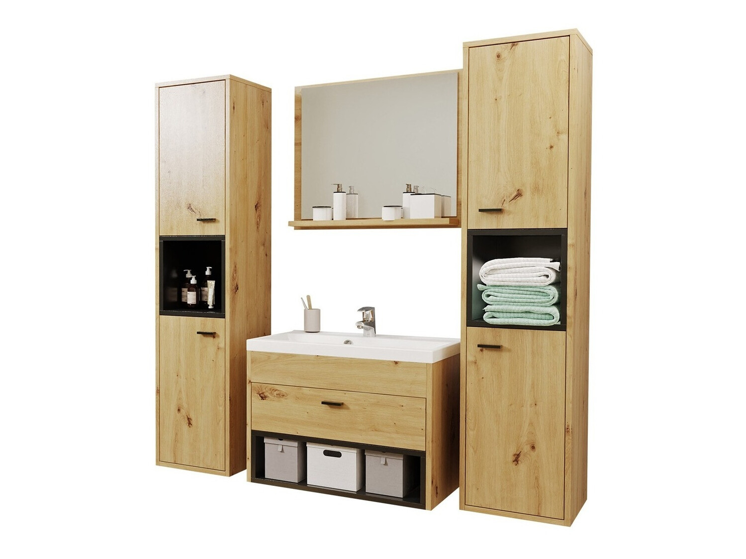 Set bagno Velum II (Rovere Artisan + Nero)