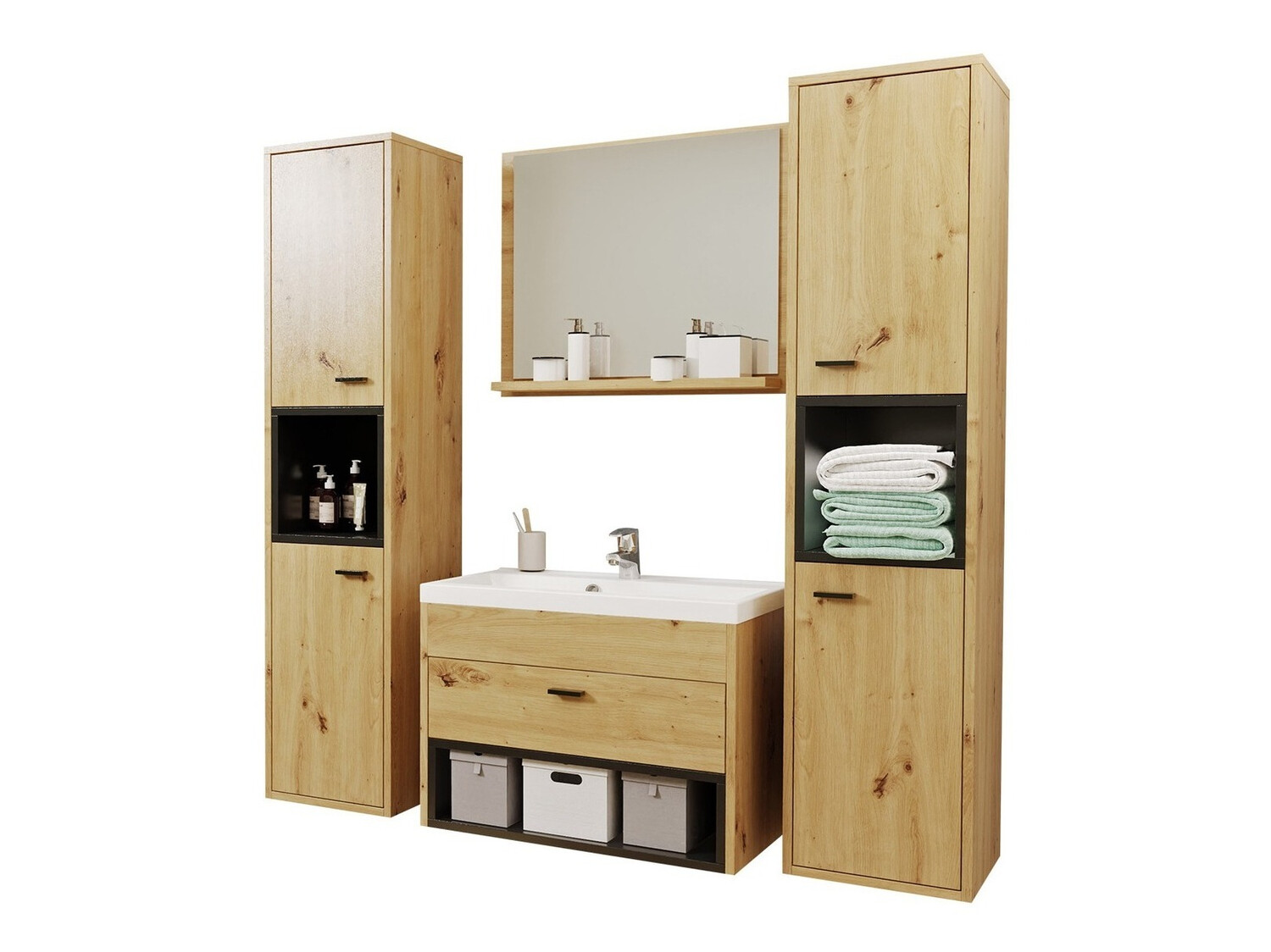 Set bagno Velum II (Rovere Artisan + Nero)