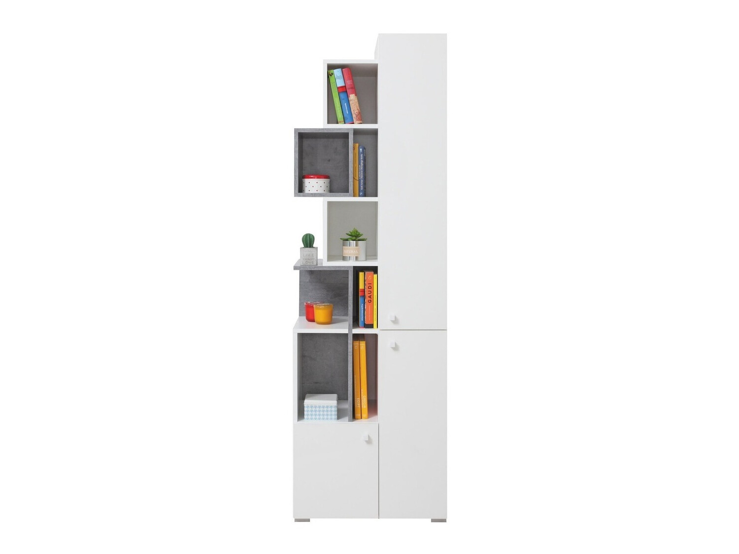 Scaffale Omaha J103 (Bianco + Calcestruzzo)