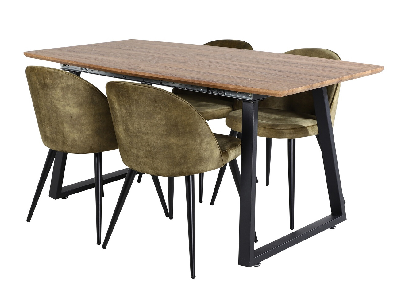 Set sala da pranzo Dallas 335 (Verde polveroso + Nero)