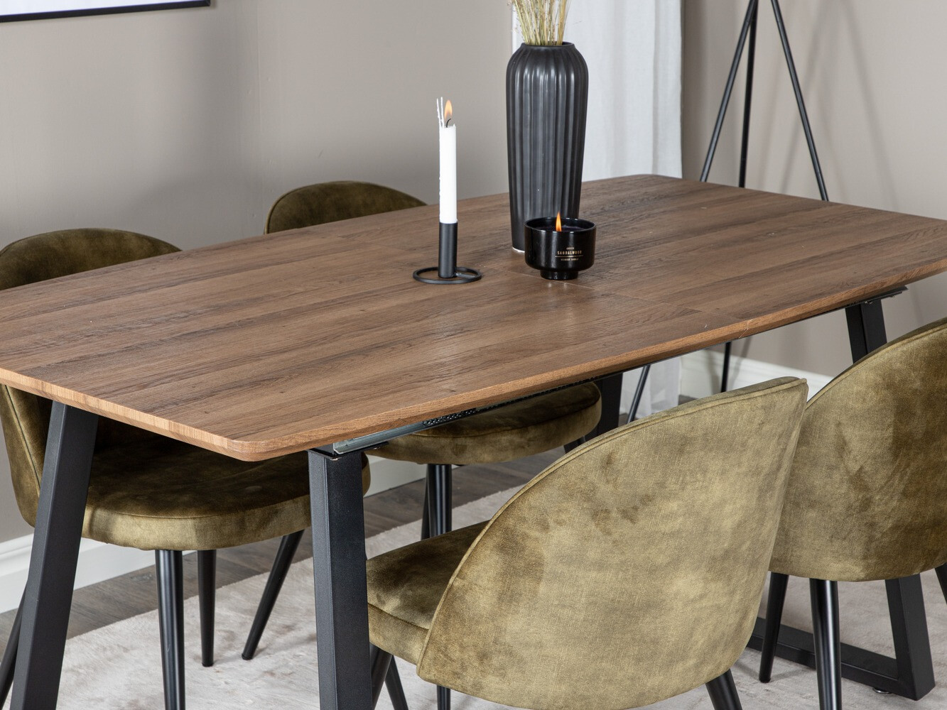 Set sala da pranzo Dallas 335 (Verde polveroso + Nero)