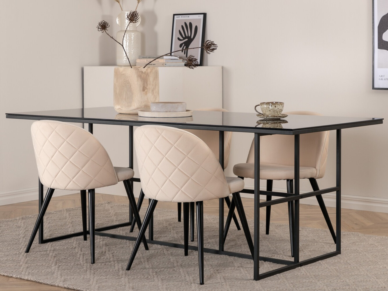 Set sala da pranzo Dallas 2633 (Beige + Nero)