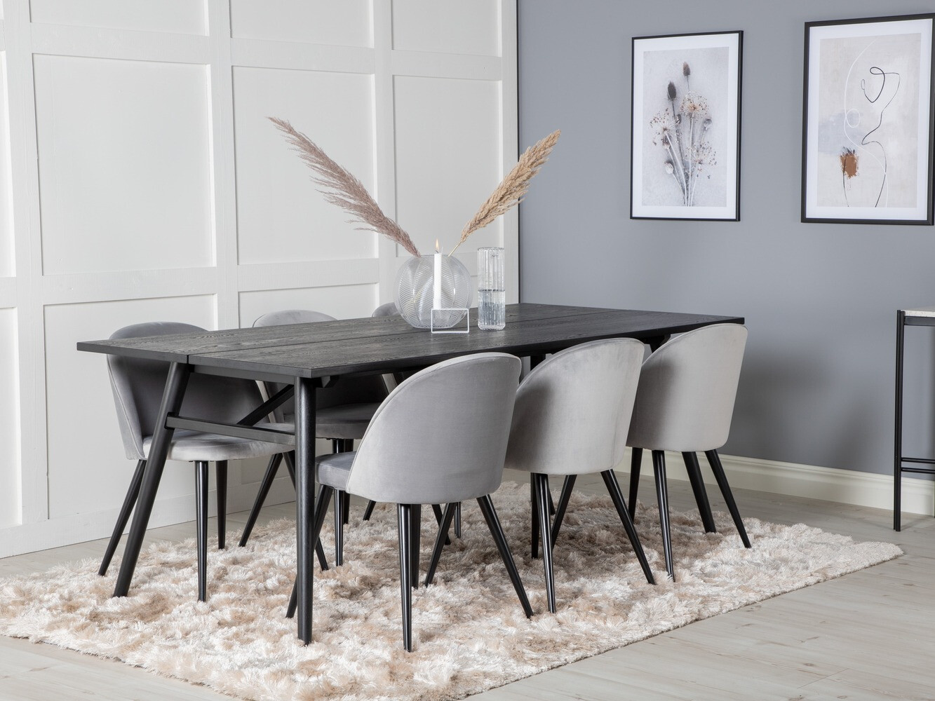 Set sala da pranzo Dallas 1676 (Grigio + Nero)