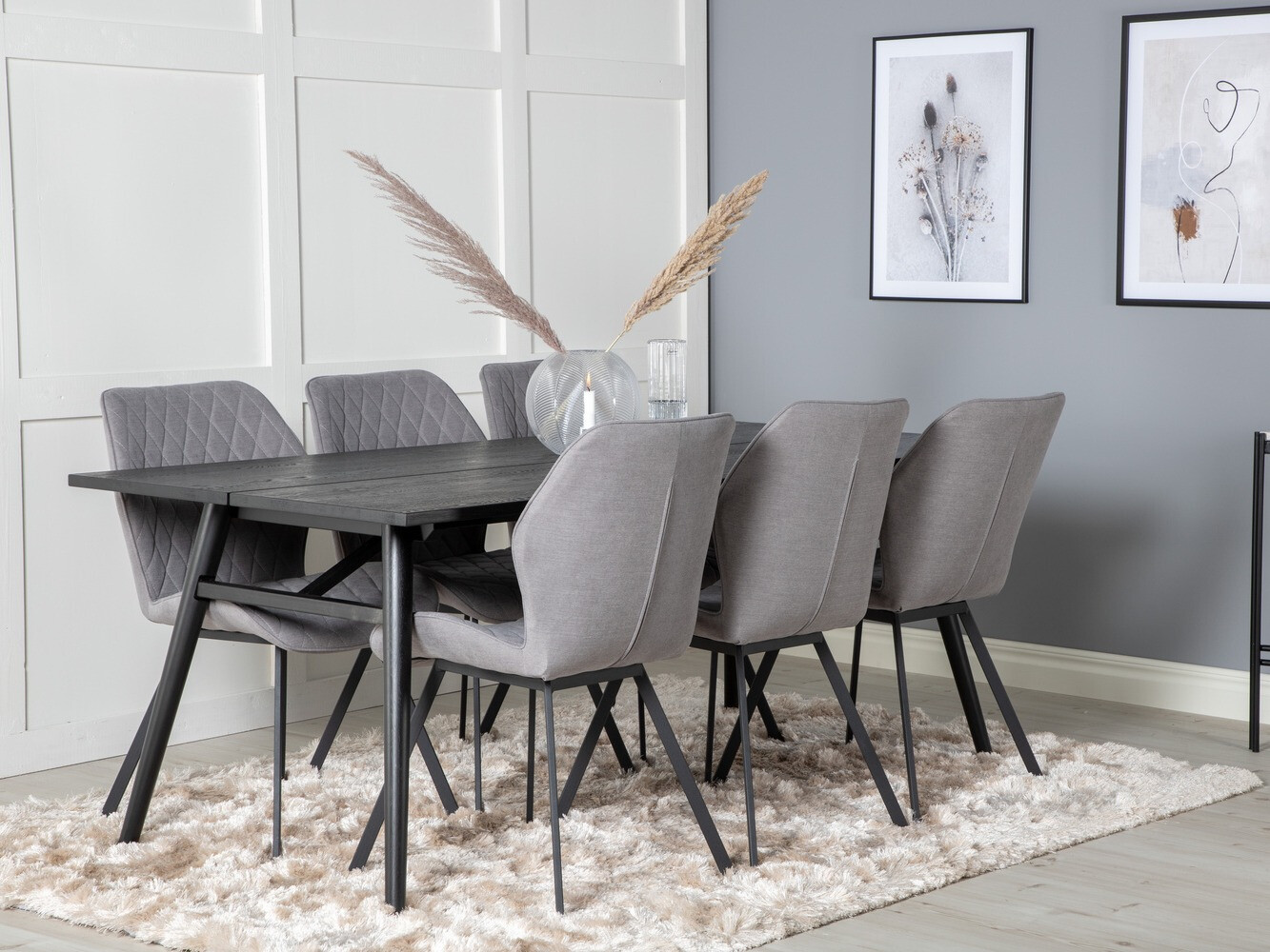 Set sala da pranzo Dallas 1686 (Grigio + Nero)