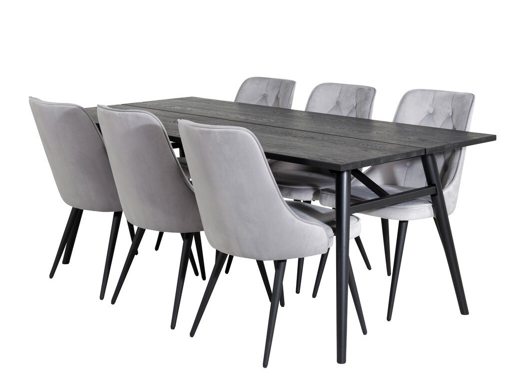 Set sala da pranzo Dallas 1780 (Nero + Grigio chiaro)