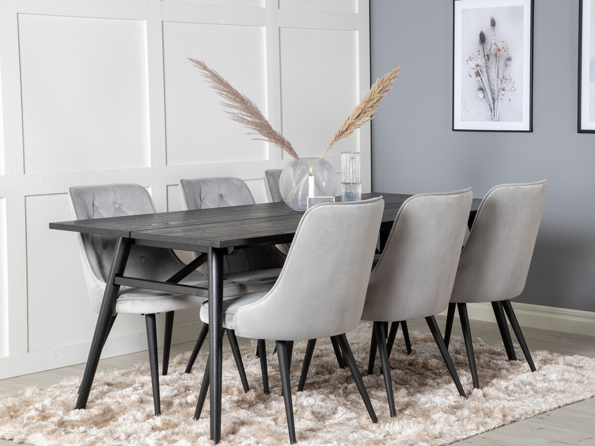 Set sala da pranzo Dallas 1780 (Nero + Grigio chiaro)