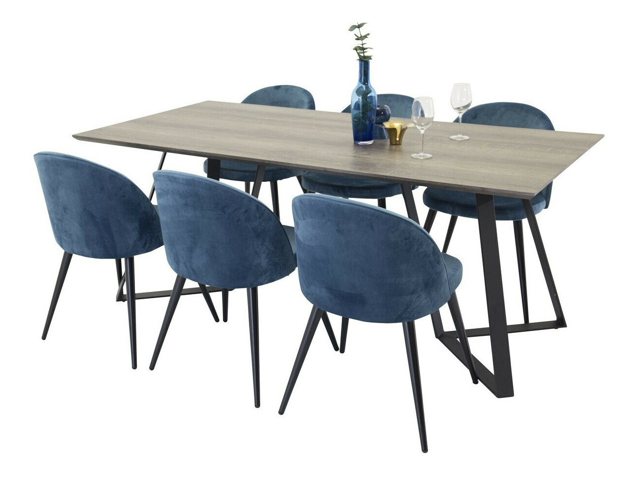 Set sala da pranzo Dallas 340 (Blu scuro + Nero)