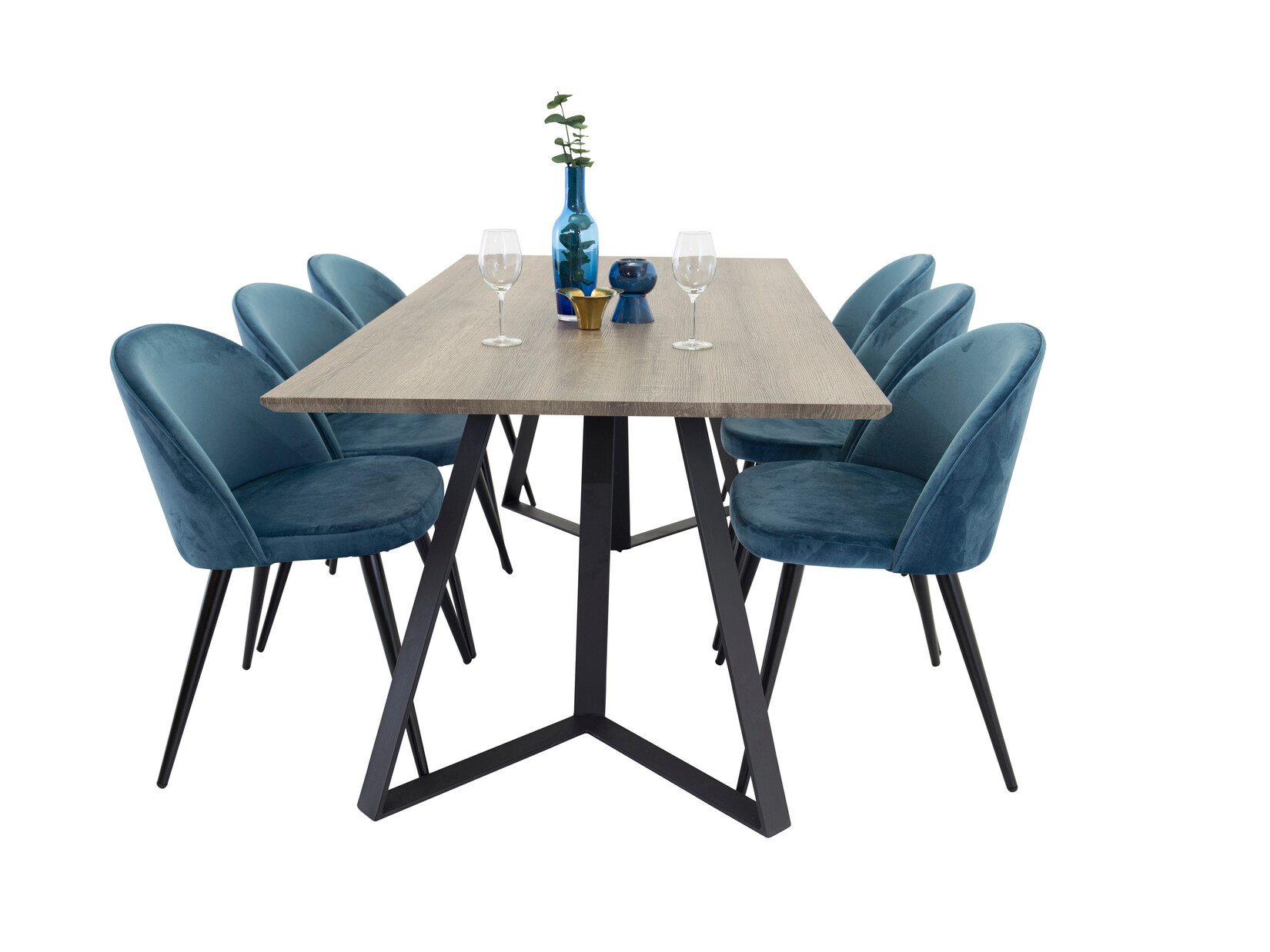 Set sala da pranzo Dallas 340 (Blu scuro + Nero)
