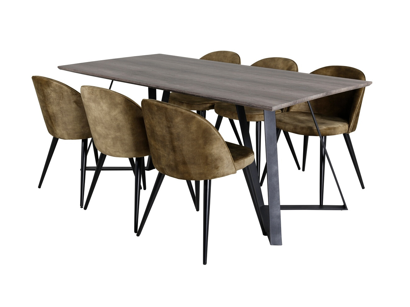 Set sala da pranzo Dallas 340 (Verde polveroso + Nero)