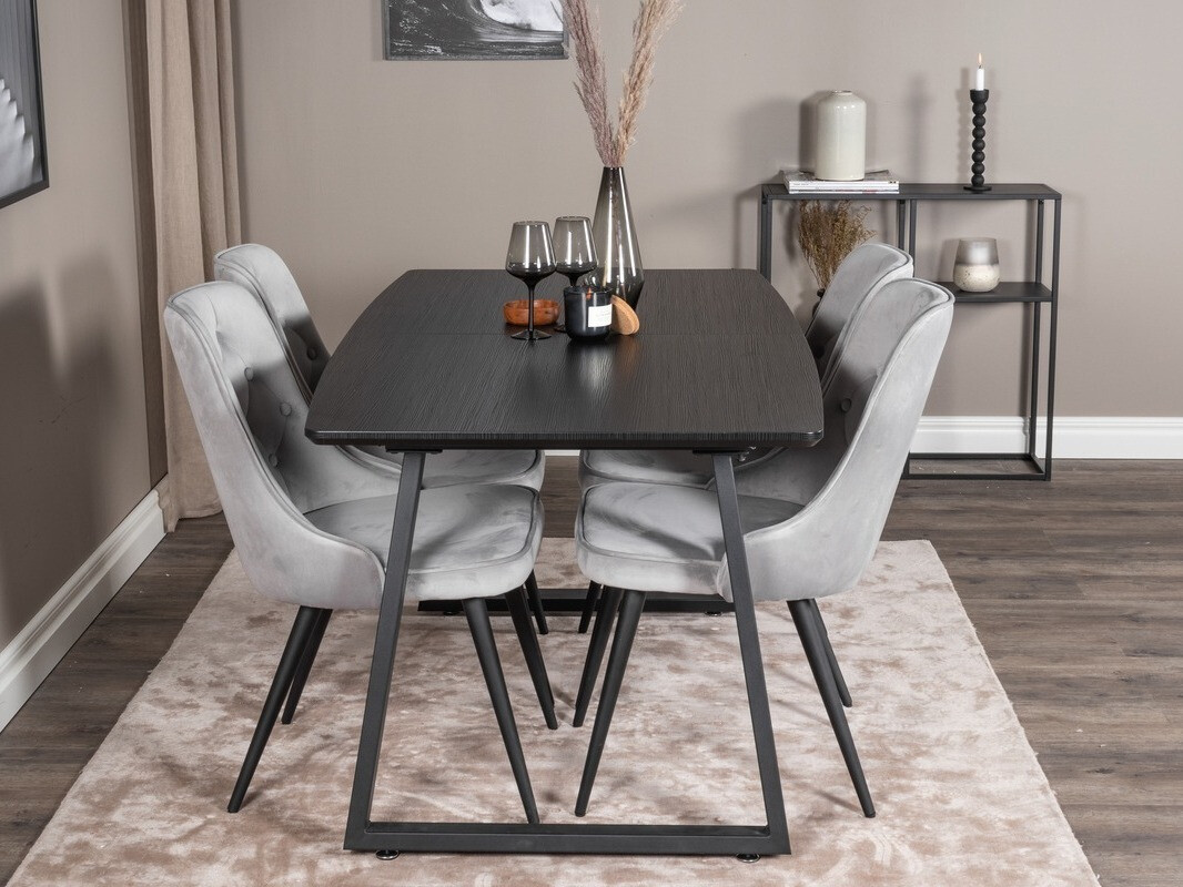 Set sala da pranzo Dallas 1993 (Nero + Grigio chiaro)