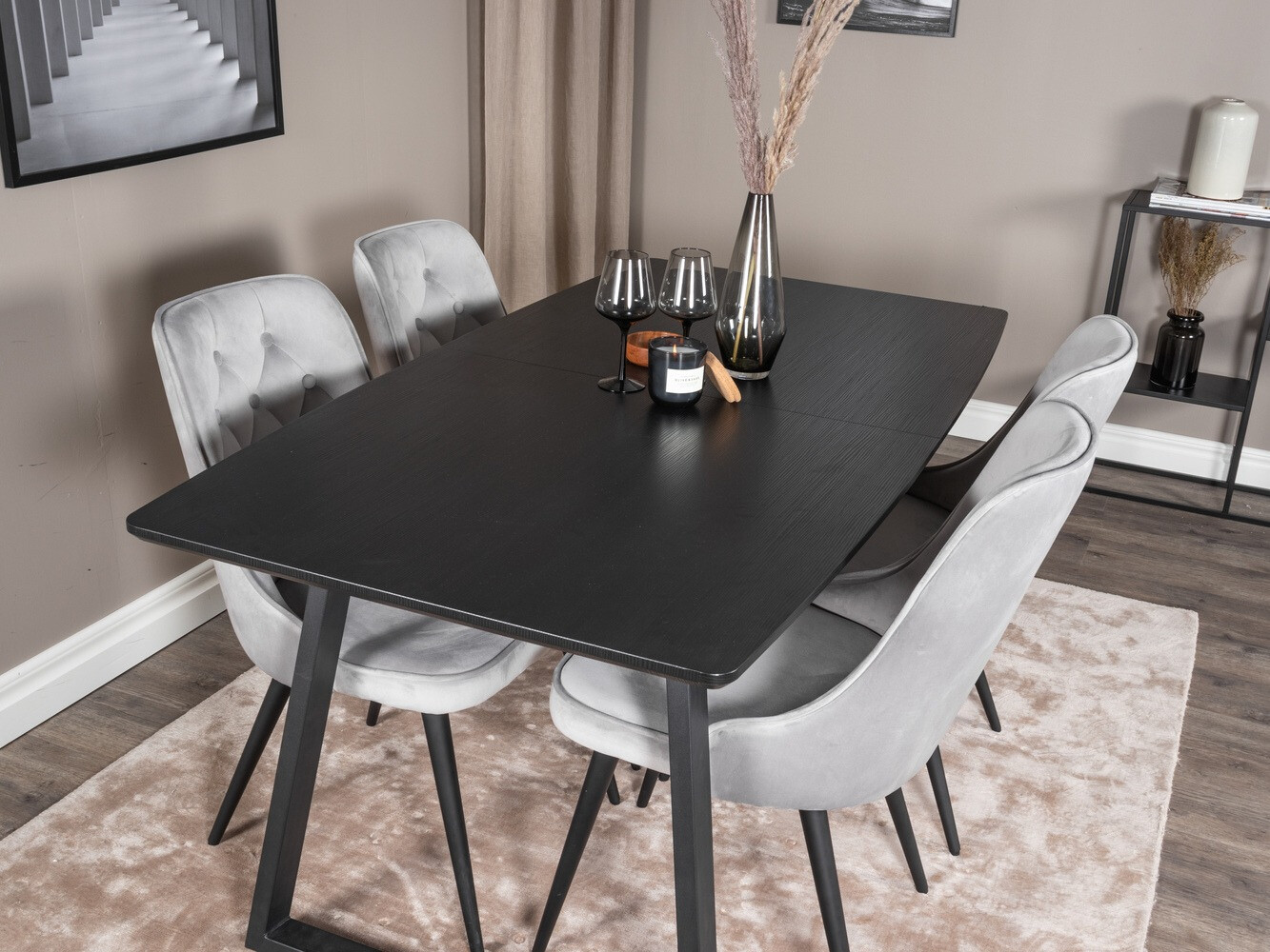 Set sala da pranzo Dallas 1993 (Nero + Grigio chiaro)