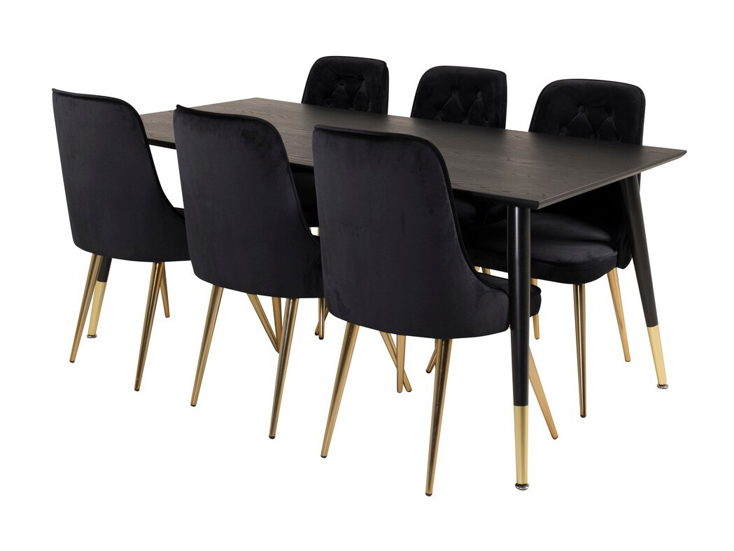 Set sala da pranzo Dallas 1256 (Nero + D'oro)