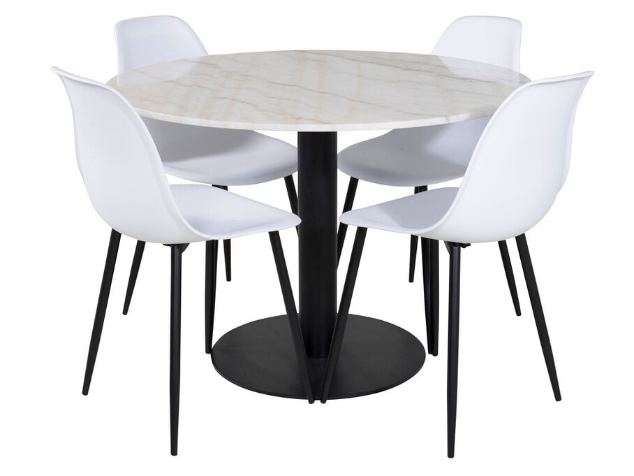 Set sala da pranzo Dallas 1304 (Bianco + Nero)