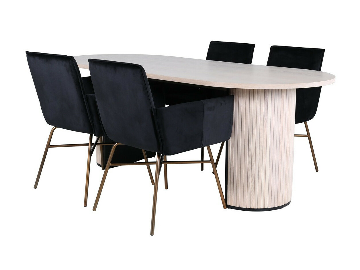 Set sala da pranzo Dallas 2751 (Nero + Rame)