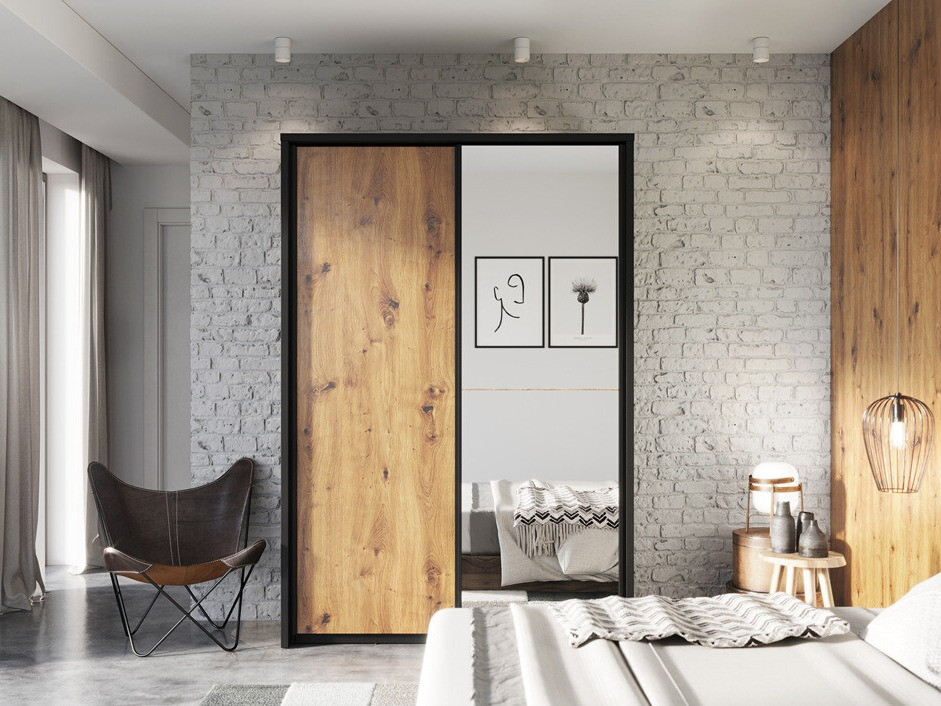 Armadio Fresno 122 (Rovere Artisan + Nero)