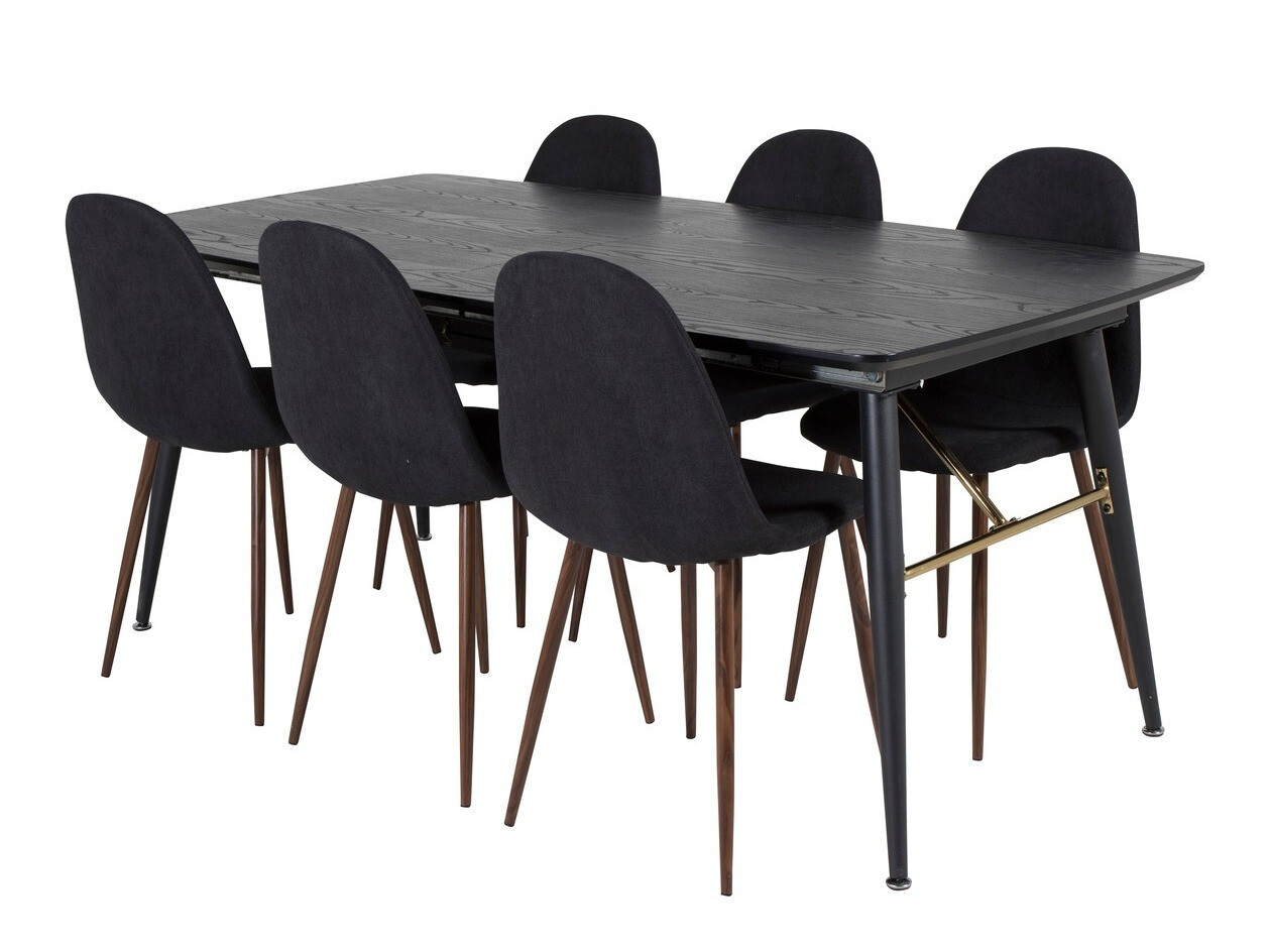 Set sala da pranzo Dallas 1443 (Nero + Noce)