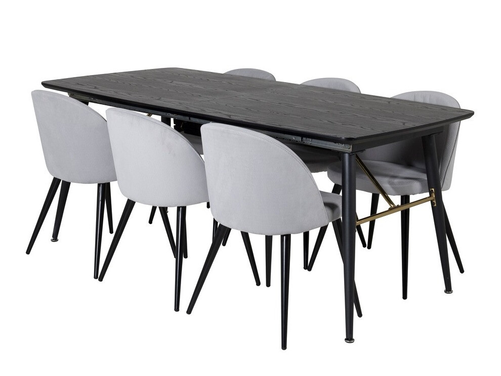 Set sala da pranzo Dallas 1447 (Grigio chiaro + Nero)