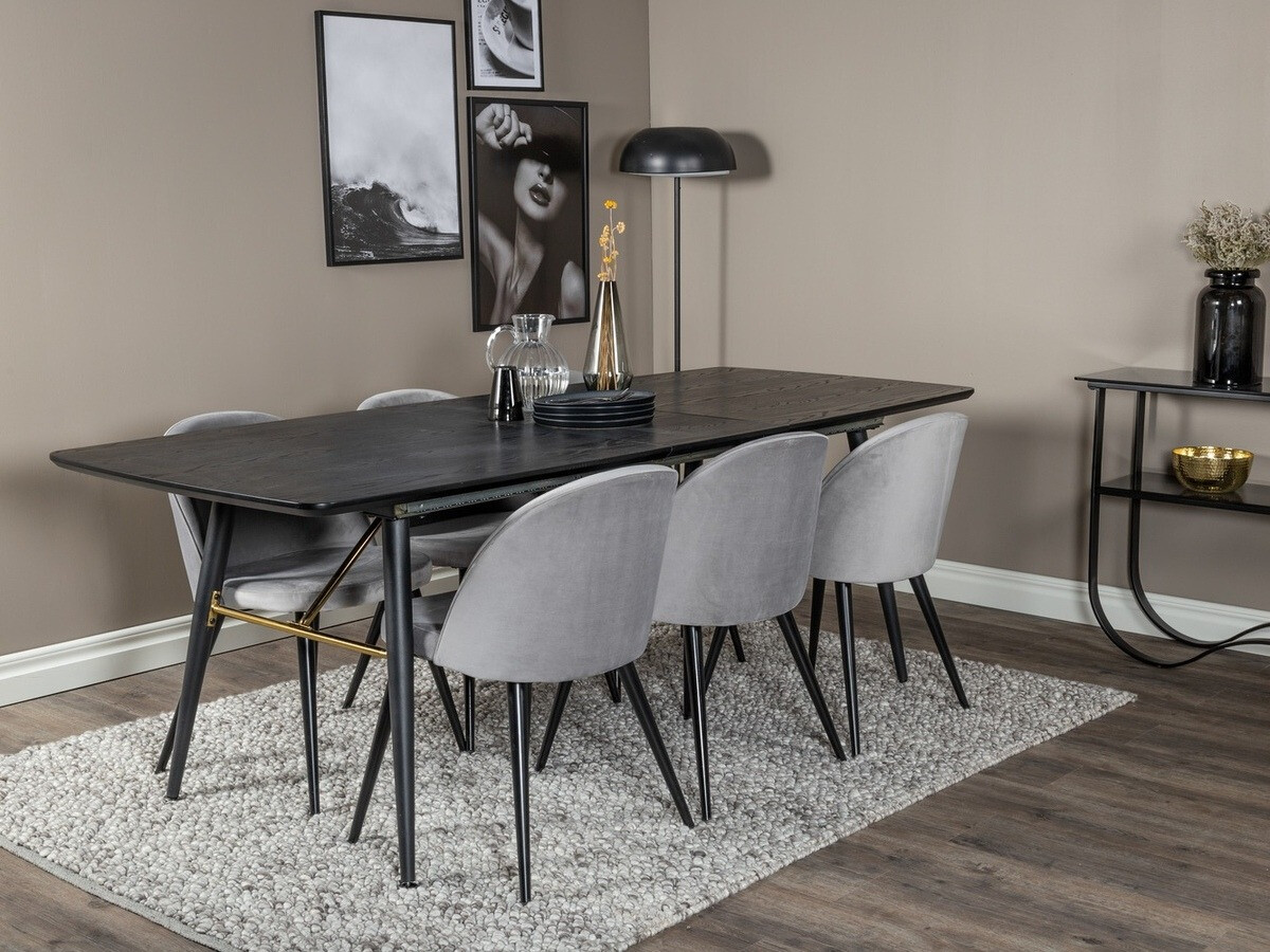 Set sala da pranzo Dallas 1449 (Grigio chiaro + Nero)