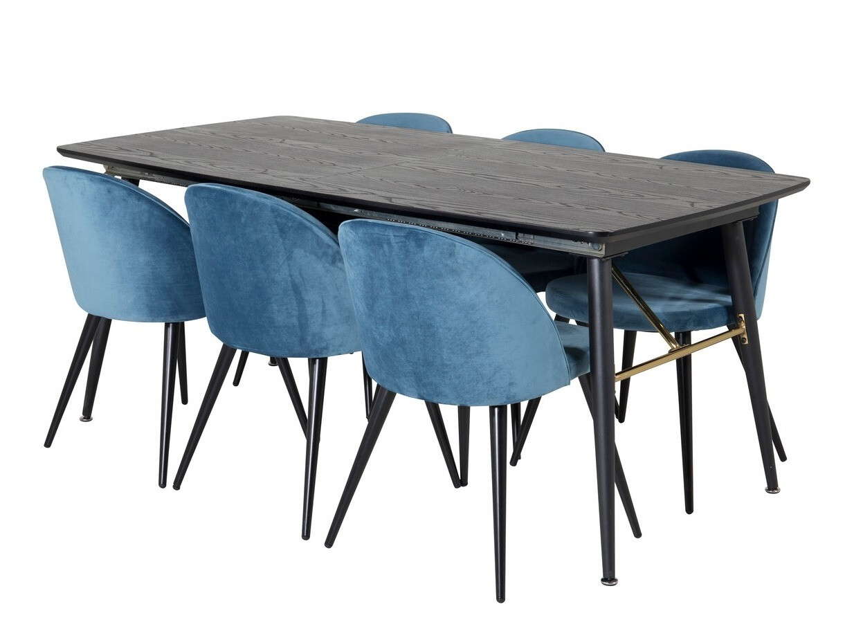 Set sala da pranzo Dallas 1449 (Blu + Nero)