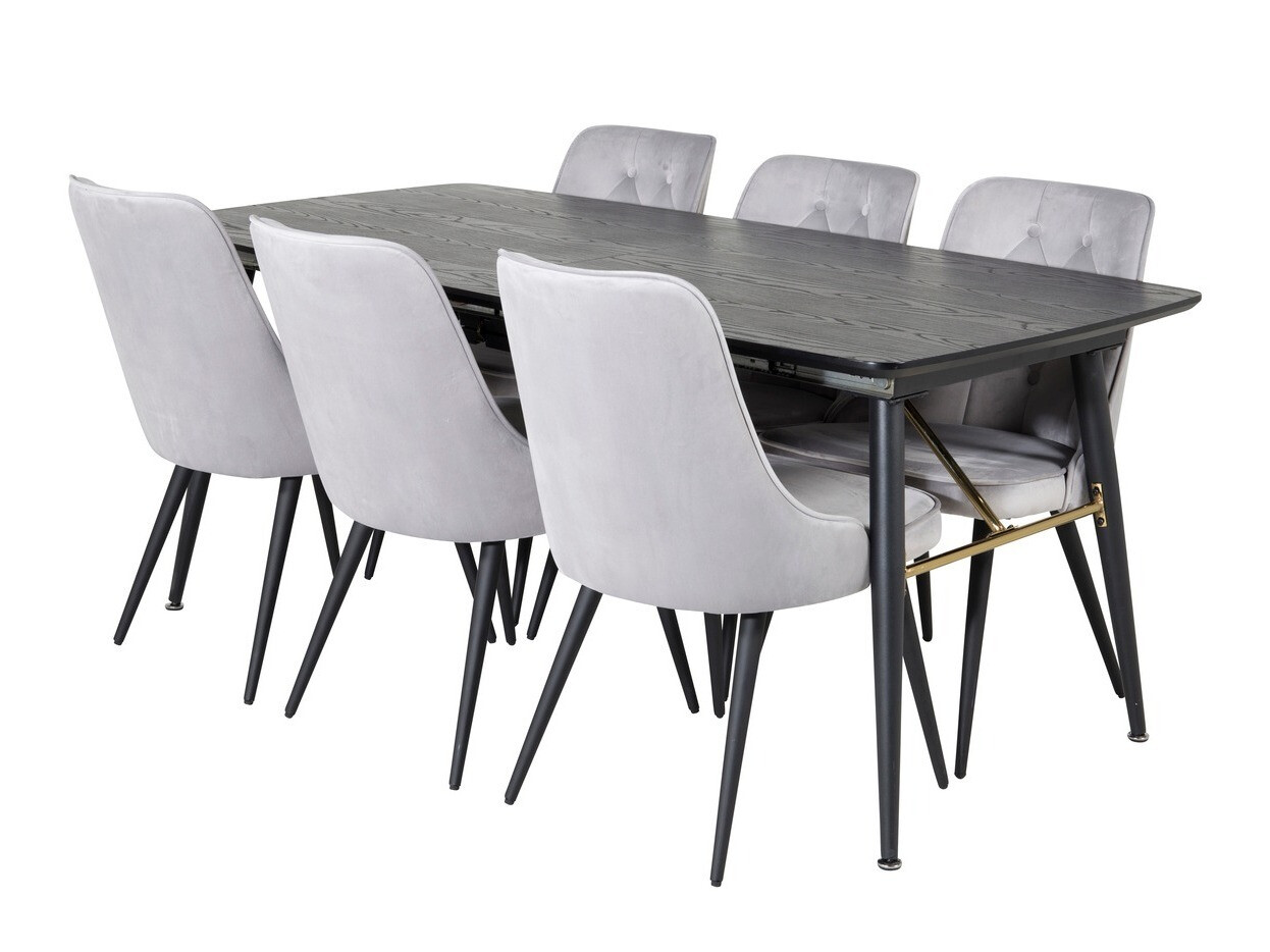 Set sala da pranzo Dallas 1453 (Grigio chiaro + Nero)