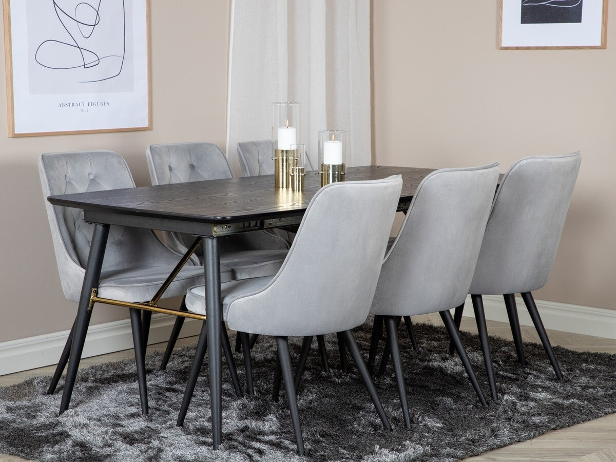 Set sala da pranzo Dallas 1453 (Grigio chiaro + Nero)