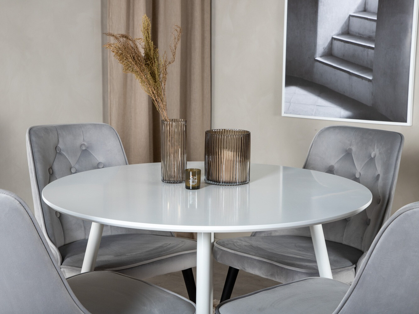 Set sala da pranzo Dallas 1535 (Grigio chiaro + Nero)