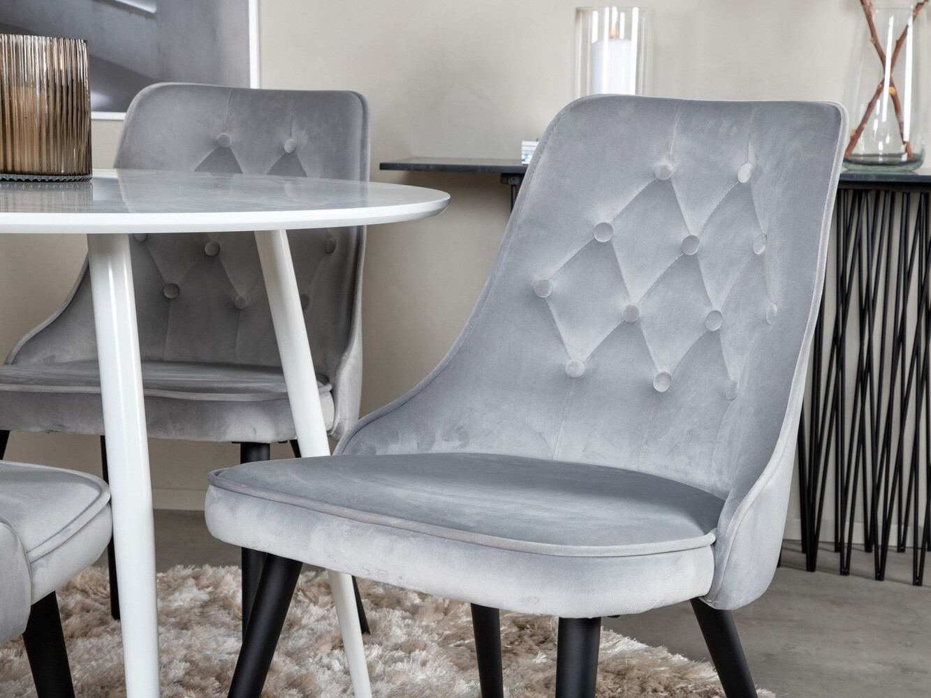 Set sala da pranzo Dallas 1535 (Grigio chiaro + Nero)
