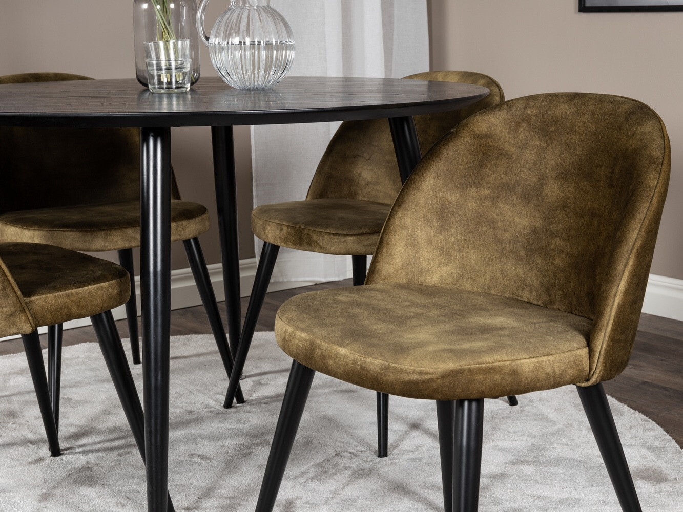 Set sala da pranzo Dallas 1559 (Verde polveroso + Nero)