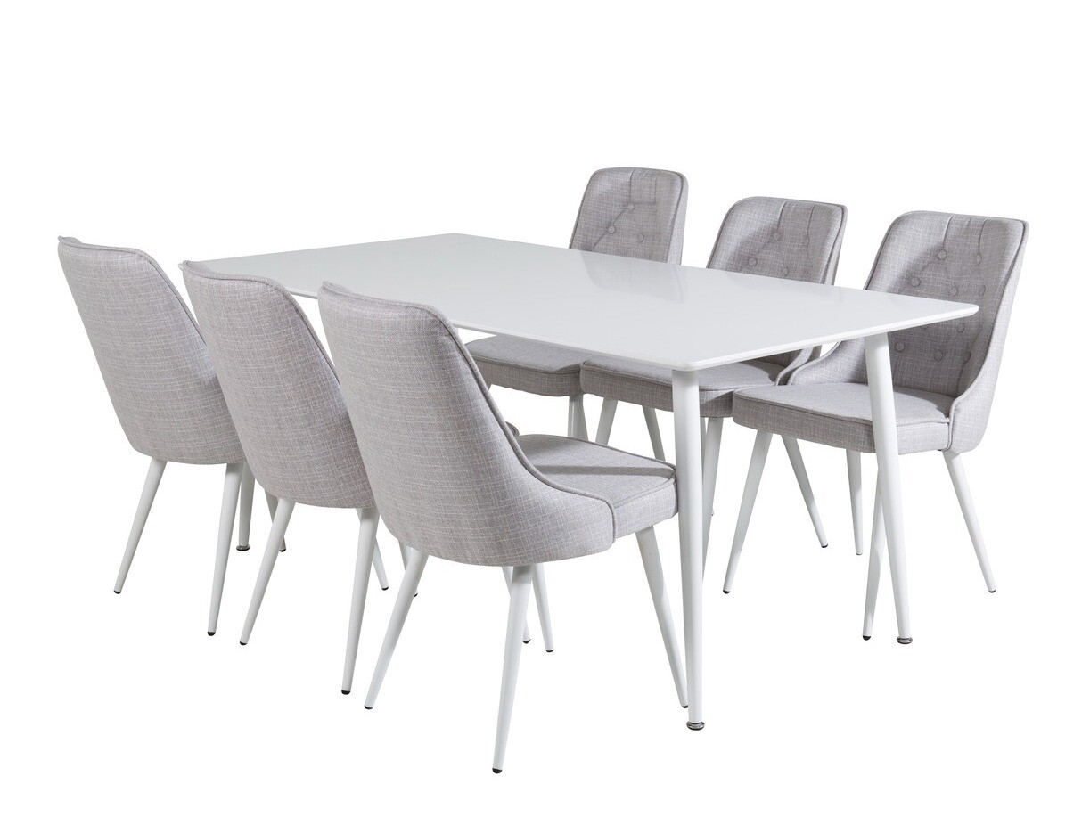 Set sala da pranzo Dallas 1625 (Grigio chiaro + Bianco)