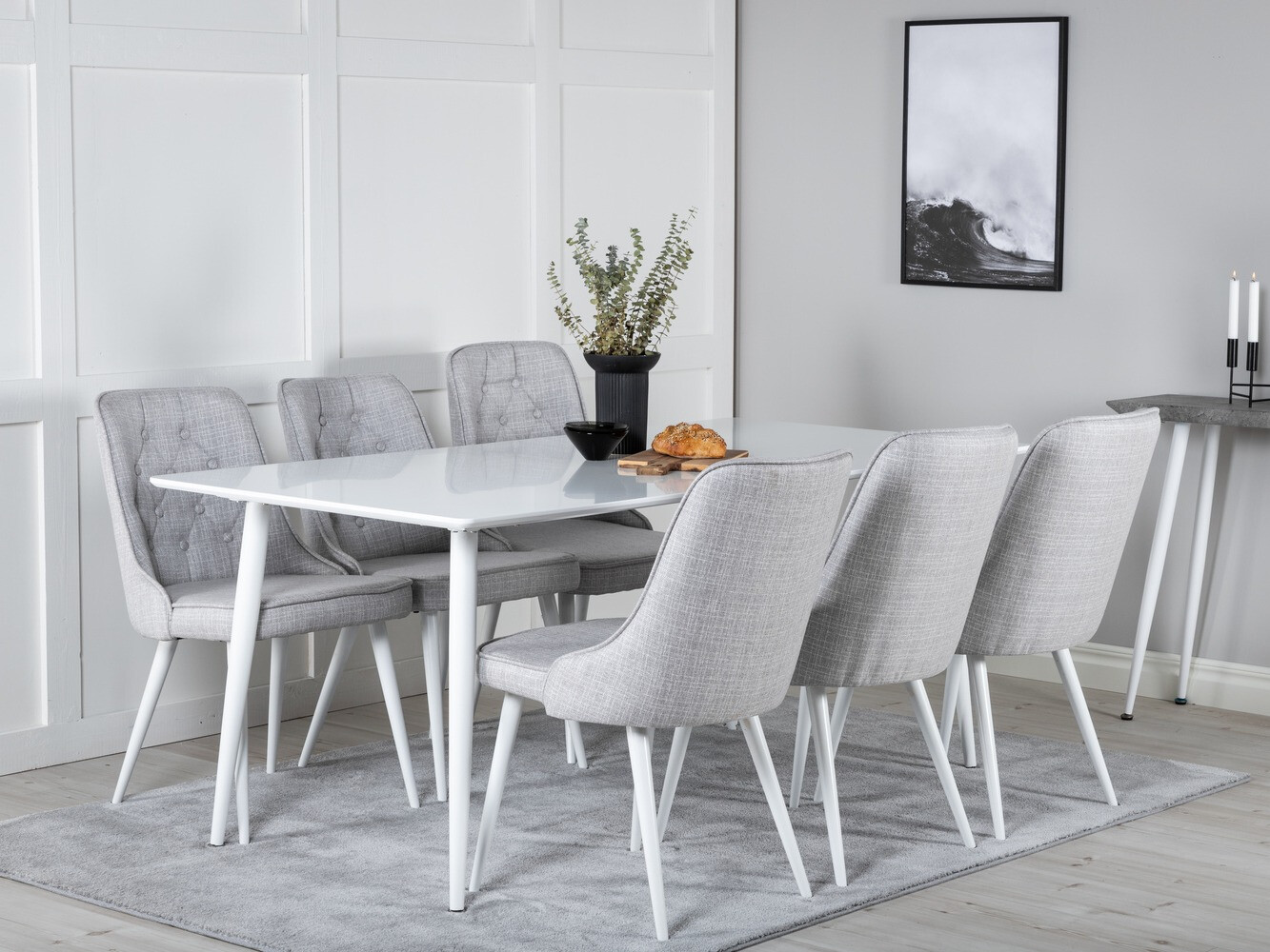 Set sala da pranzo Dallas 1625 (Grigio chiaro + Bianco)