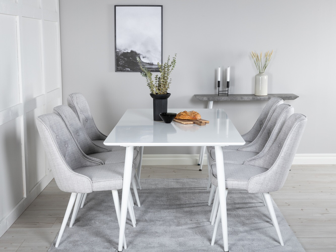 Set sala da pranzo Dallas 1625 (Grigio chiaro + Bianco)