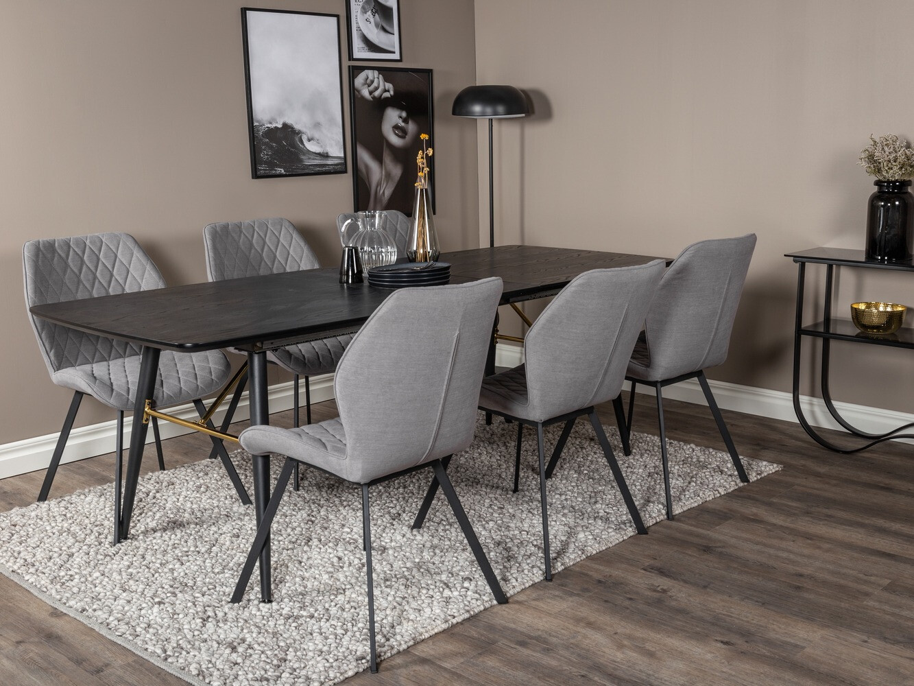 Set sala da pranzo Dallas 1647 (Grigio + Nero)