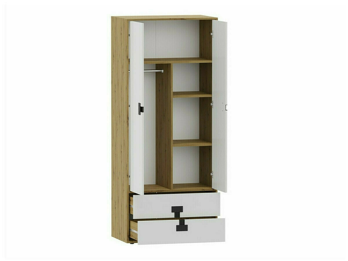 Armadio Florevi 113 (Bianco lucido + Rovere Artisan)