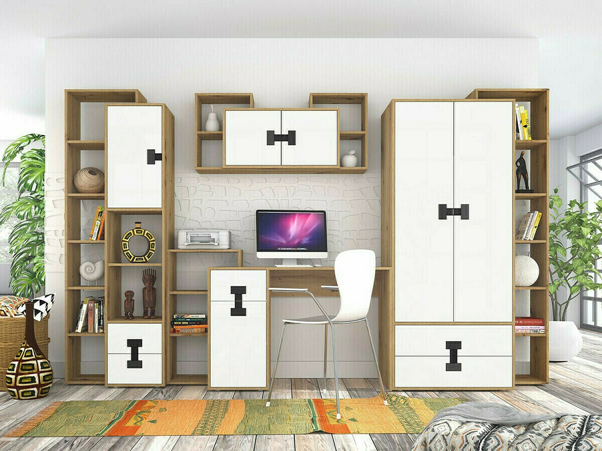 Armadio Florevi 113 (Opaca bianco + Rovere Artisan)