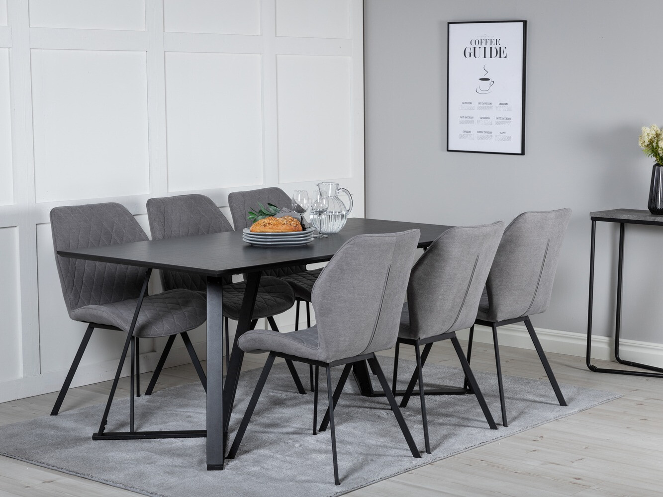 Set sala da pranzo Dallas 1685 (Grigio + Nero)