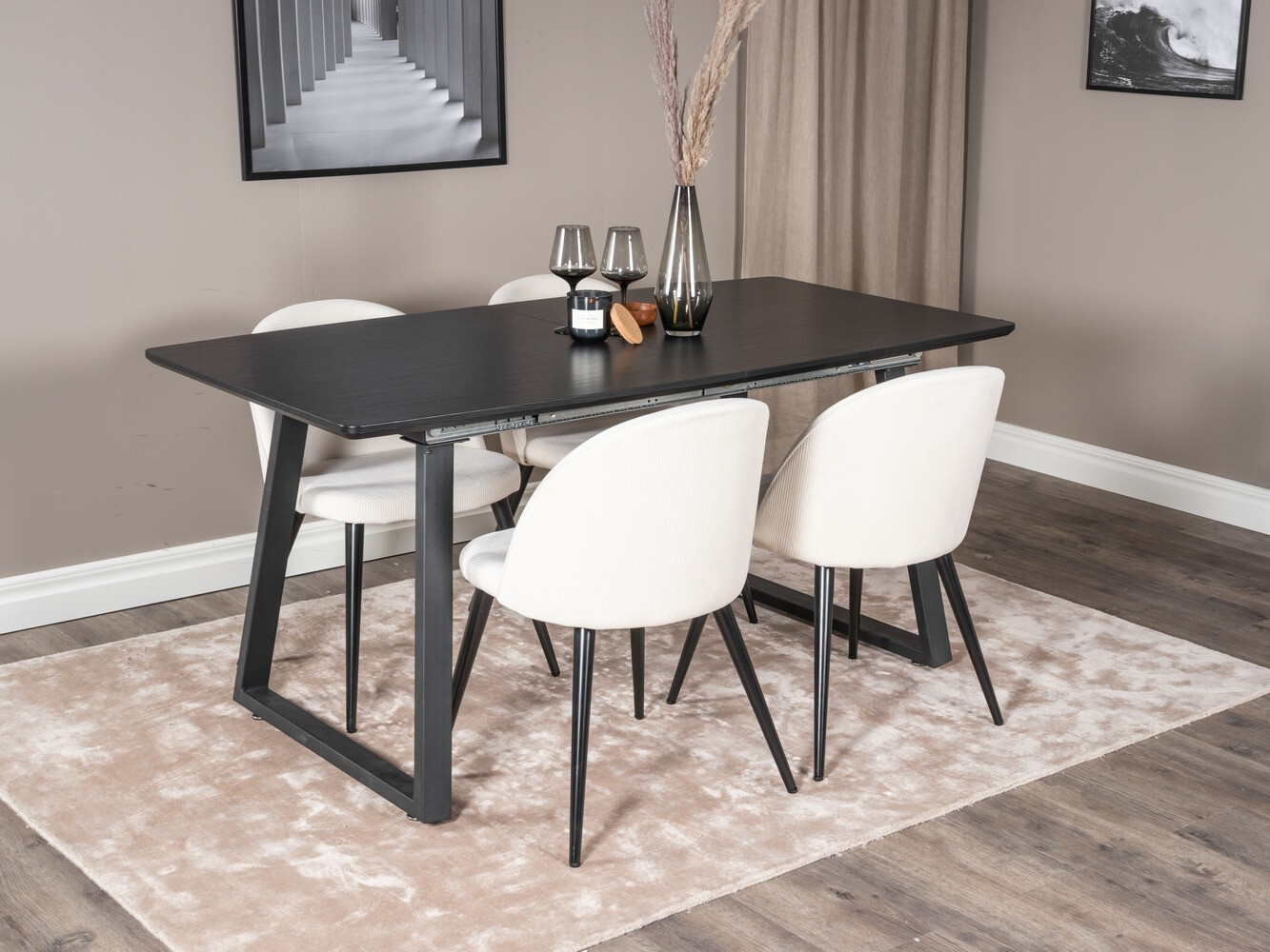 Set sala da pranzo Dallas 1687 (Beige + Nero)