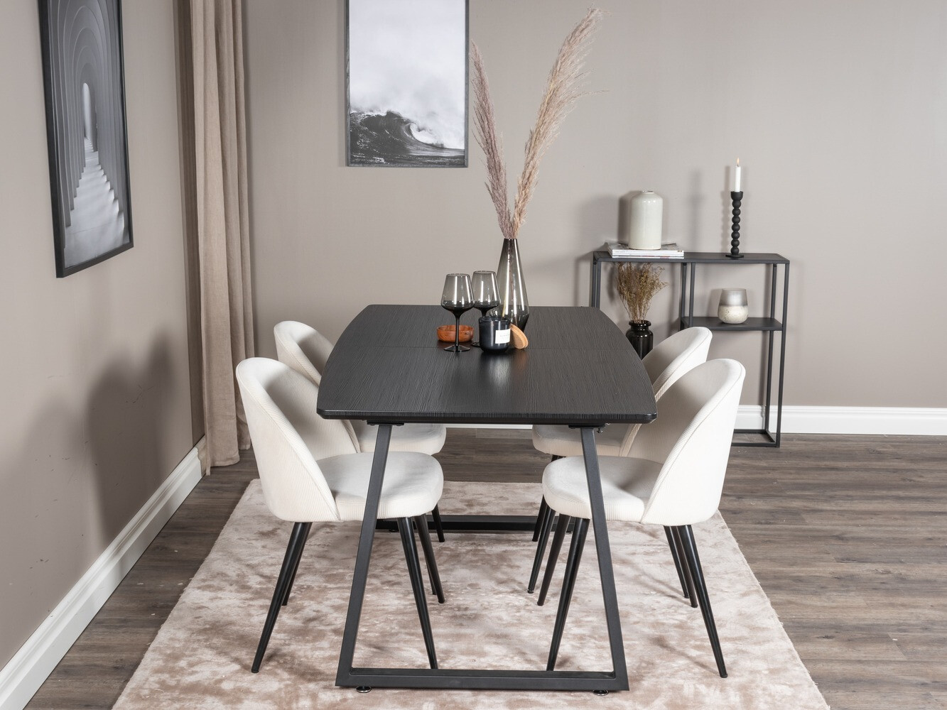 Set sala da pranzo Dallas 1687 (Beige + Nero)