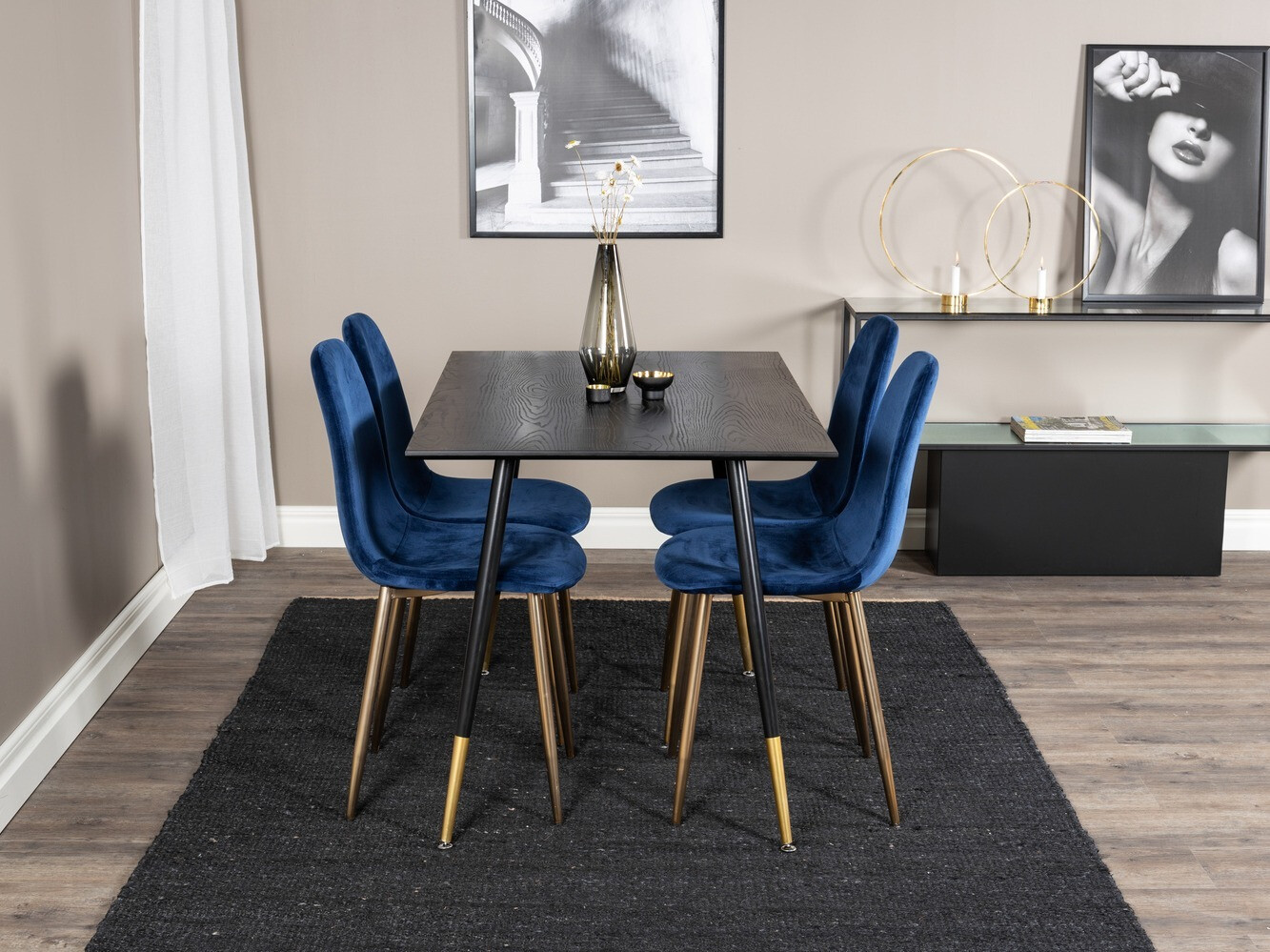 Set sala da pranzo Dallas 1693 (Blu + d'oro)