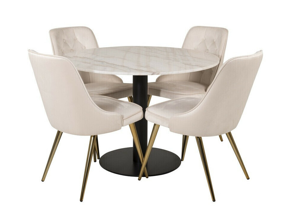 Set sala da pranzo Dallas 2570 (Beige + Ottone)